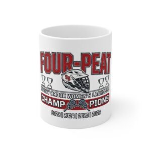 Four-Peat Champions Mug — Stony Brook Women’s Lacrosse 2023–2026 Championship Coffee Cup